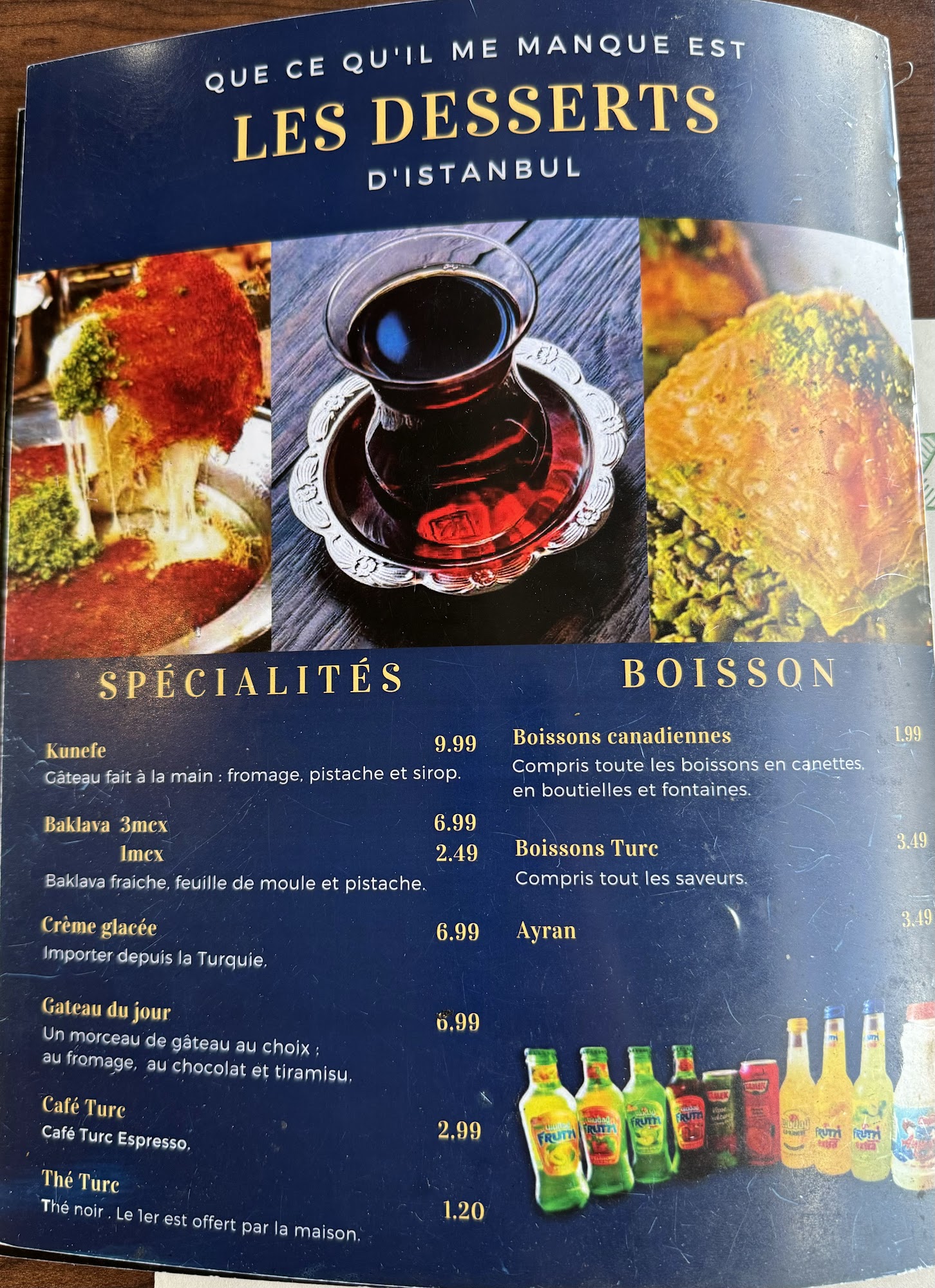 Restaurant menu Maison Istanbul Longueuil