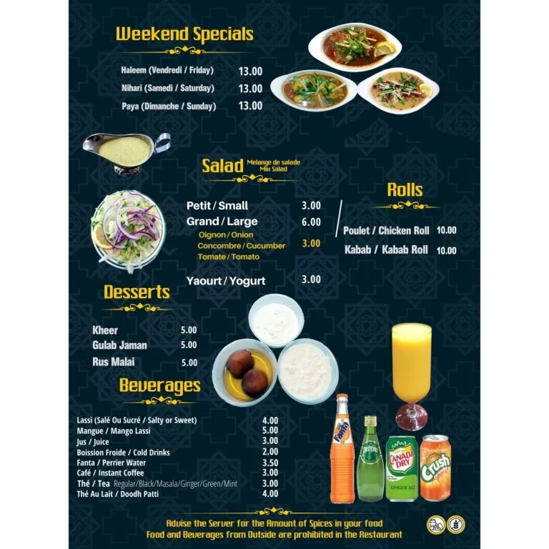 Restaurant menu 786 Restaurant Halal